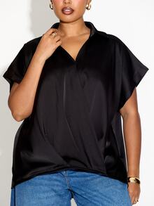 FASHION SZN PLUS SIZE WRAP FRONT BLOUSE - Apricot - View 8