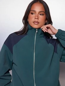 MISSGUIDED جاكيت رياح فضفاض بألوان متباينة مع سحاب كامل وياقة واقفة وأكمام مطاطية ملابس خارجية خفيفة وكاجوال لفصلي الخريف والشتاء - متعدد الألوان - مشاهدة 5