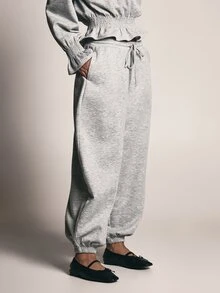 KSTM Oversized Baggy Jogger Sweatpants With Elastic Drawstring Waist Side Pockets And Elasticated Cuffs Cozy Everyday Loungewear - Grey - View 3
