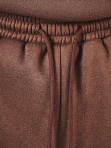 SUMWON Club Wide Leg Sweatpants With Contrast Side Stripe Detail And Varsity Text Print For Casual Everyday Wear - Coffee Brown - View 6