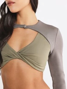 11SKNDS Women's 2 In 1 Patchwork Casual Daily Long Sleeve Top - Grey - View 7