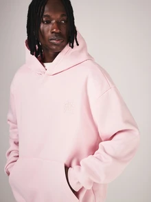 SUMWON Oversized Pullover Hoodie With Embroidered Logo Back Print Long Sleeve Casual Streetwear Spring Essential - Pink - View 4