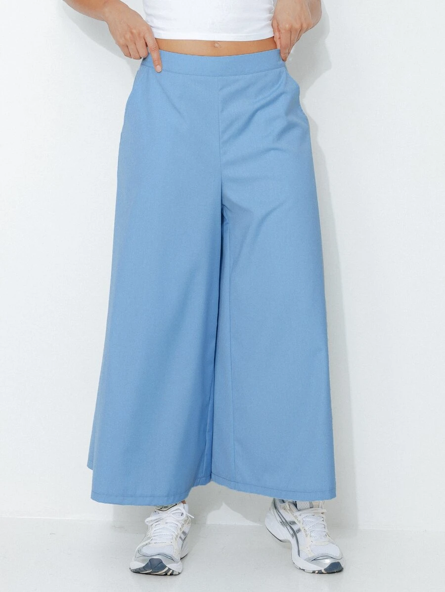 Pimkie Edition Women's Solid Color Casual Loose Fit Versatile Long Pants - Blue - View 1