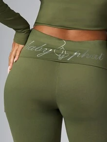 BABYPHAT FOLDOVER WAIST CARGO CAPRI LEGGINGS - Army Green - View 1