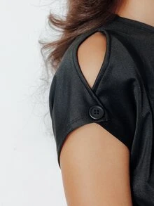 Pimkie Edition Women's Simple Versatile Pleated Top For Vacation - Black - View 3