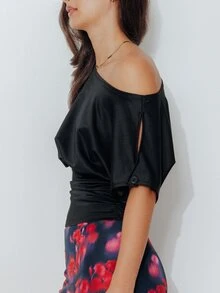 Pimkie Edition Women's Simple Versatile Pleated Top For Vacation - Black - View 4