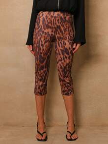Dancing Leopard Print High Waisted Printed Trousers, Autumn Outfits For Women, Layering Outfit, Wedding Guest Outfit, Date Night Outfit, Party Season Outfit - Multicolor - View 4