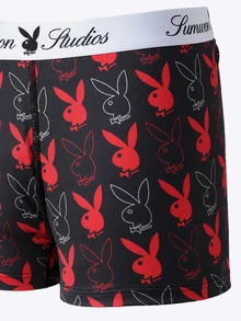 PLAYBOY X SUMWON سروال داخلي بوكسر بلون موحد مع حزام خصر مطاطي بشعار العلامة التجارية - متعدد الألوان - مشاهدة 5