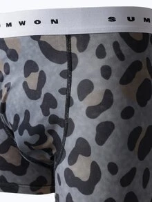 SUMWON Leopard Print Boxer Trunks With Logo Waistband Soft Stretch Everyday Underwear Briefs - Multicolor - View 2