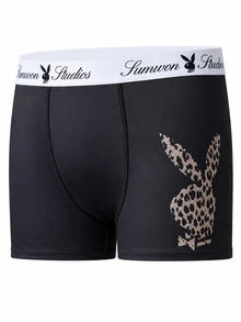 PLAYBOY X SUMWON All Over Leopard Print Trunk With Contrast Stitching And Branded White Waistband - Multicolor - View 2
