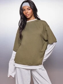 MISSGUIDED Oversized Crew Neck Short Sleeve Boxy T-Shirt With Drop Shoulder And Relaxed Casual Everyday Streetwear Layering Style - Multicolor - View 1