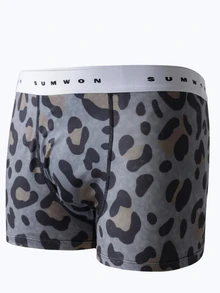 SUMWON Leopard Print Boxer Trunks With Logo Waistband Soft Stretch Everyday Underwear Briefs - Multicolor - View 3