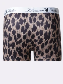 PLAYBOY X SUMWON All Over Leopard Print Trunk With Contrast Stitching And Branded White Waistband - Multicolor - View 4