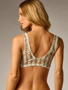 AiiRZ Floral Printed Lace Bralette With V-Neckline Wide Straps And Scalloped Trim For Everyday Intimate Wear - Multicolor - View 3