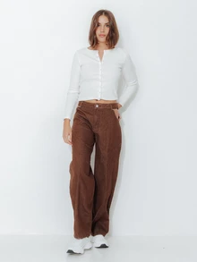 Pimkie Edition Women's Casual Everyday Denim Jeans With Pocket And Button - Brown - View 3