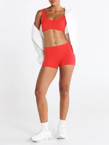 11SKNDS Women's High Rise Cycling Sports Shorts With Sweat-Wicking, Stretchy, Quick-Dry, Tummy Control & Sculpting, For Gym Workout Fitness Yoga Pilates Studio, Running, Training & Hy-Rox - Red - View 4