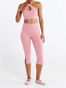 11SKNDS Women's Fitted Sports Top With Sweat-Wicking, Stretchy, Breathable, Quick-Dry & Buttery-Soft, For Gym Workout Fitness Yoga Pilates Studio, Running, Training & Hy-Rox - Rose Red - View 3