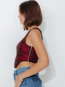 Pimkie Edition Women's Fashion Versatile Daily Wear Top - Red and Black - View 3