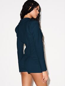 KIZN Tailored Mini Shorts With Belt Loops Low Rise Fitted Cut Structured Waistband Night Out Occasion Wear - Navy Blue - View 3