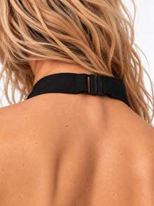 Zerodot Women Black Halter Neck Sleeveless With Lace Detail Bodysuit Office Party Going Out Fall Pre Fall - Black - View 7