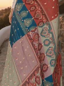 Dancing Leopard Printed Lace-Trim Asymmetric Maxi Skirt, Modern Boho - Multicolor - View 6