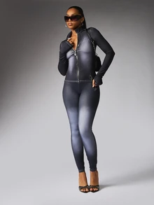 BABYPHAT Women's Gradient Color Casual Versatile Daily Wear Tight Leggings - Black - View 4