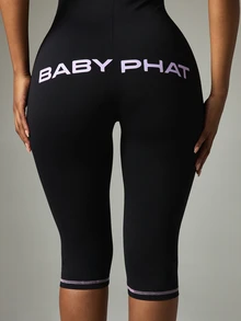 BABYPHAT Strapless Capri Jumpsuit With Logo Chest Print And Brand Text Back Detail Cropped Leg One-Piece - Black - View 5