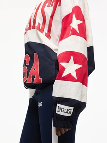 EVERLAST  SUMWON Oversized Unisex USA Color Block Full Zip Track Jacket With Stand Collar Star Graphic And Bold Logo Print - Multicolor - View 2