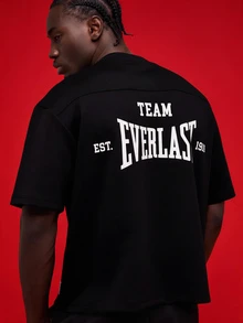EVERLAST SUMWON Relaxed Fit Crew Neck Short Sleeve Logo T Shirt - Black - View 1