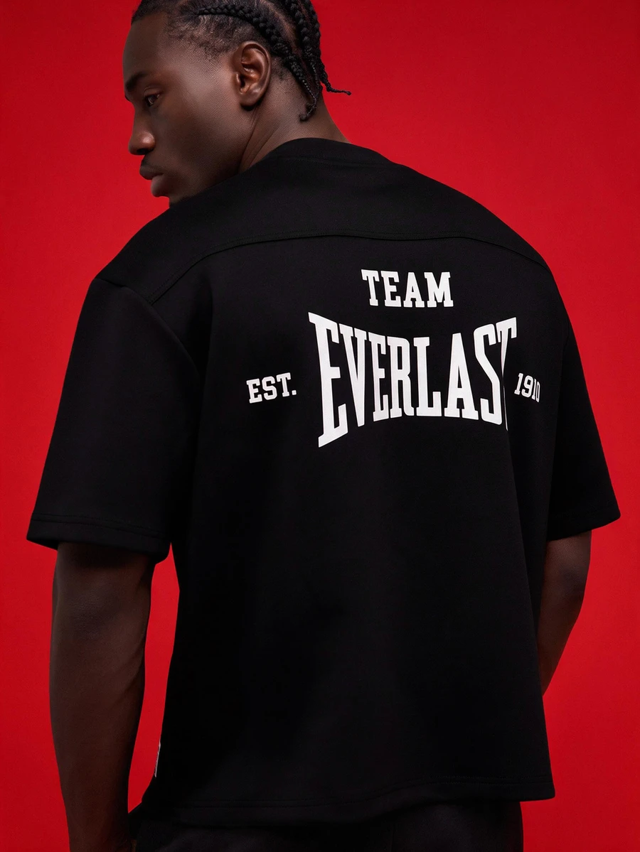 EVERLAST SUMWON Relaxed Fit Crew Neck Short Sleeve Logo T Shirt - Black - View 1