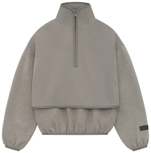 FOG ESSENTIALS Nylon Fleece Mockneck Sweater, 785SU246261K, (DUST / HEATHER GREY) 6/7 - Grayish brown/Heather gray - View 1