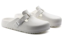 Birkenstock Sandal nữ Boston kiểu dáng thường ngày, nhẹ, thoải mái, dễ xỏ, thoáng khí, có khóa cài và logo, mềm mại, đa năng, thích hợp đi biển, hàng ngày, ở nhà, mùa hè, du lịch, nghỉ mát, màu trắng 1002315 - trắng - Xem 2
