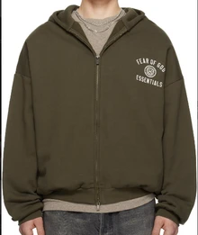 FOG ESSENTIALS 厚抓绒全拉链连帽衫，192HO246245F，（棕色）L - 棕色 - 查看 1