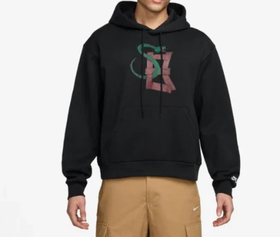  Nike, SB Skate Fleece Pullover Hoodie, FV7400-010, (BLACK/WHITE) S