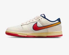 Giày Nike Dunk Low nam, kiểu dáng thường ngày, nhẹ, có đệm, thoáng khí, đế dày, logo, đa năng, phù hợp cho phòng tập thể dục, đi làm, du lịch, đi học. Màu trắng ngà HV5749-110 - Trắng ngà nhạt/Trắng đỏ thẫm nhạt - Xem 1