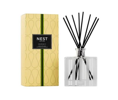Nest Grapefruit Reed Diffuser 5.9oz/175ml Fragrance For Up To 90 Days, Reusable, Refillable Glass Holder, Includes 8 Reed Sticks, Flame Free Girlfriend Wife Mother Friend Boyfriend Husband Father Brother Birthday Graduation Party Travel Camping Outdoors School Campus Trip Festivals Anniversary Office Winter Christmas Special Occasions, Party