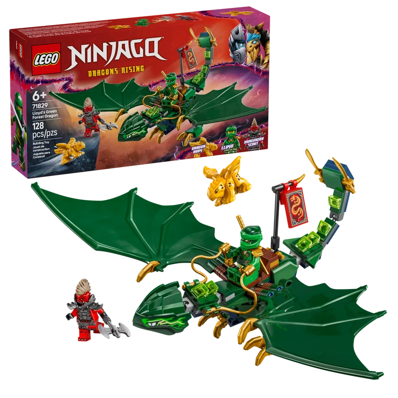LEGO 乐高幻影忍者劳埃德的绿色森林巨龙 71829 – 可摆造型的巨龙玩具，含 2 个迷你人仔 | 适合 6 岁及以上儿童的角色扮演拼搭套装 | 收藏级奇幻战斗玩具，音乐/婚礼季礼物 - 彩色 - 查看 1