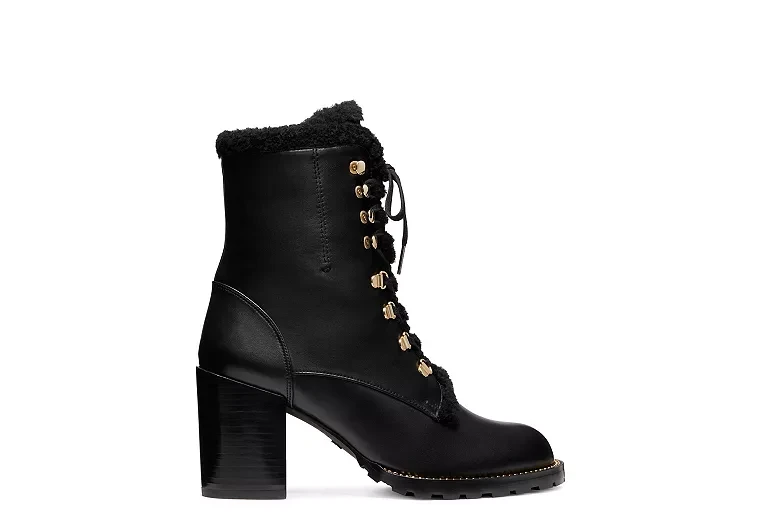 Stuart Weitzman 女士系带保暖内衬休闲踝靴,舒适百搭,适合日常穿着,秋冬季 - 黑色 - 查看 1
