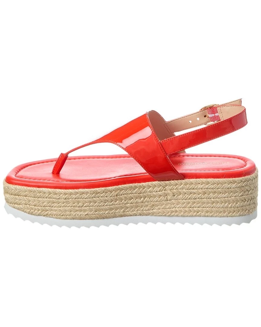 Stuart Weitzman Summer Casual Versatile Thong Platform Wedge Sandals - Red - View 1