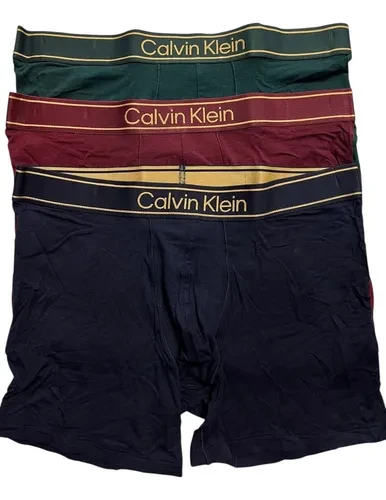 Calvin Klein 男士平角内裤 3 件装，仙粉黛金边/海岸线金边/黄松色 - 多色 - 查看 1
