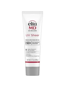 EltaMD UV Sheer 防水防晒霜 SPF 50+ 48克/1.7盎司，不泛白，适用于面部和身体，含氧化锌。适合送给女朋友、妻子、母亲、朋友、男朋友、丈夫、父亲、兄弟，用于生日、毕业聚会、旅行、露营、户外活动、校园旅行、节日、周年纪念、办公室、冬季、圣诞节等特殊场合。 - 彩色 - 查看 1