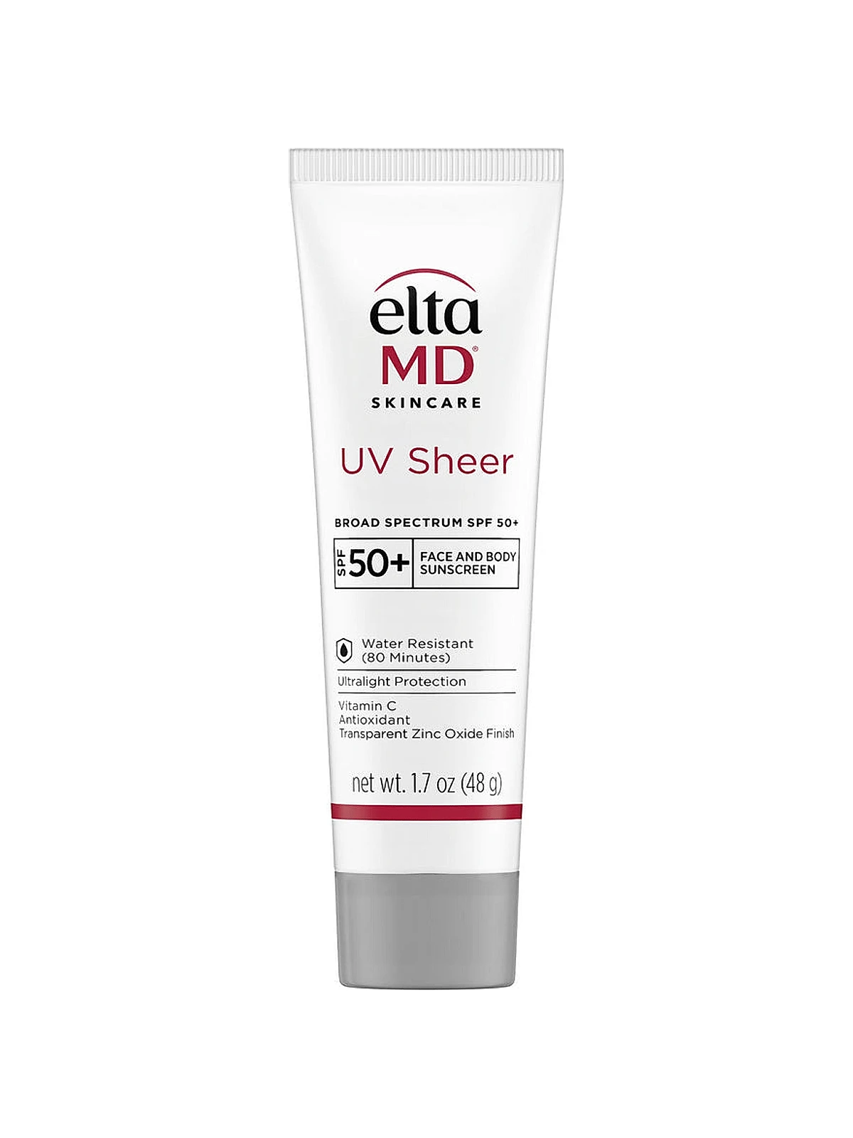 EltaMD UV Sheer 防水防晒霜 SPF 50+ 48克/1.7盎司，不泛白，适用于面部和身体，含氧化锌。适合送给女朋友、妻子、母亲、朋友、男朋友、丈夫、父亲、兄弟，用于生日、毕业聚会、旅行、露营、户外活动、校园旅行、节日、周年纪念、办公室、冬季、圣诞节等特殊场合。 - 彩色 - 查看 1