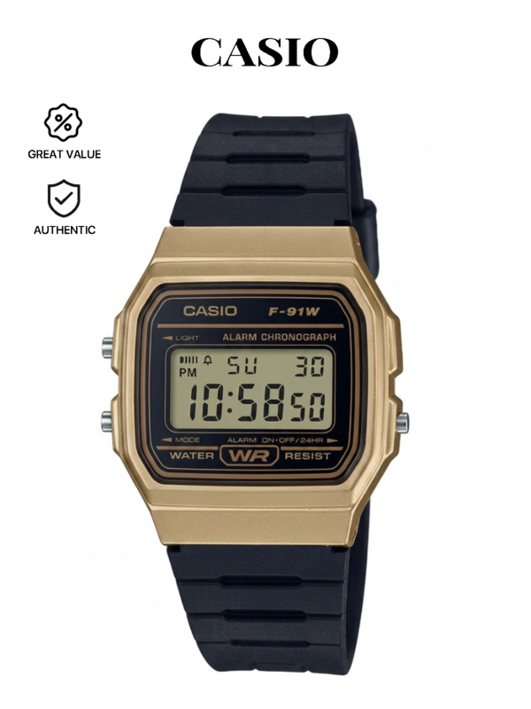 Casio Authentic F-91WM Series Unisex Digital Watch White/Black F-91WM-9ADF | Vintage Retro 30M Water Resistant 1/100 Sec Stopwatch Daily Alarm Auto Calendar LED - Authentic Watch For Mom - Spring Present