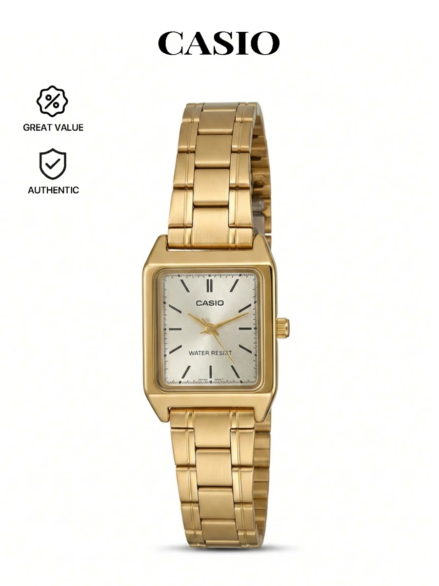 Casio 女士石英表，时尚百搭，适合作为送给女朋友的礼物 - 金色 - 查看 1