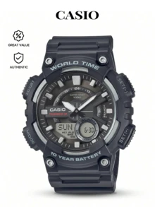 Casio 男士电子表，适合日常佩戴，可作为礼物送给男朋友 - 黑色 - 查看 1