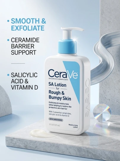 CeraVe SA Lotion For Rough & Bumpy Skin Moisturizer 8oz/236ml Exfoliating Smoothing Hydrating Softening Girlfriend Wife Mother Friend Boyfriend Husband Father Brother Birthday Graduation Party Travel Camping Outdoors School Campus Trip Festivals Anniversary Winter Christmas Special Occasions, Party Basic Relaxed Style Office Looks Breezy Comfort