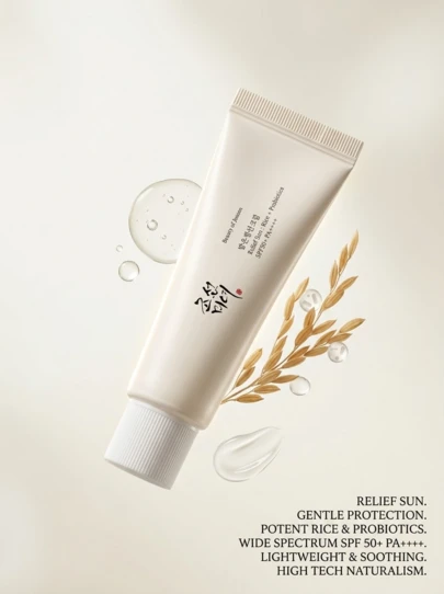 Beauty of Joseon Relief Sun: Rice+Probiotics Sunscreen SPF50+ PA++++ Sunscreens 1.69oz/50ml Soothing Nourishing Hydrating High-Protection Girlfriend Wife Mother Friend Birthday Graduation Party Travel Camping Outdoors School Campus Trip Festivals Anniversary Winter Christmas Special Occasions, Party Basic Relaxed Style Office Looks Vacation Vibes
