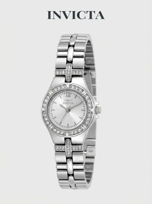 Invicta Authentic Women's Quartz Watch 843836001328 Silver Stainless Steel Bracelet Waterproof 3-Hand Analog Timepiece - Summer Vacation Essential Best Everyday Watch Memorial Day Weekend - Silver - View 2