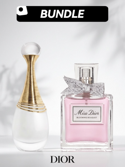 Christian Dior [Perfume Bundle] J'Adore Eau De Parfum Spray For Women+Miss Dior Blooming Bouquet Eau De Toilette Splash For Women EDP+EDT 0.16oz/5ml+0.17oz/5ml