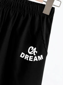 SHEIN 青少年男孩字母印花短袖T恤與長褲休閒日常2件套 - 彩色 - 查看 6